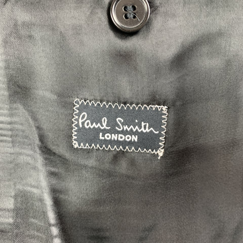 PAUL SMITH Size 42 Black Wool / Mohair Faille Detailed Peak Lapel Sport Coat