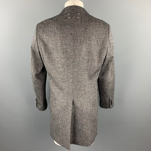 MAISON MARGIELA Size L Grey & Black Glenplaid Wool Notch Lapel Coat