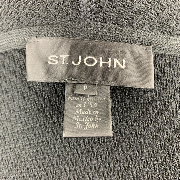 ST. JOHN Taille S Manteau cardigan rayé rouge en tricot noir