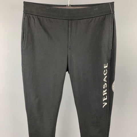 VERSACE Size XXL Black Medusa Head Cotton Sweatpants