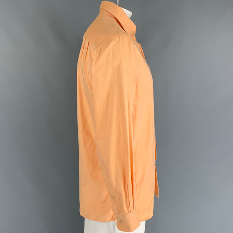 ERMENEGILDO ZEGNA Size M Orange Cotton Button Up Long Sleeve Shirt