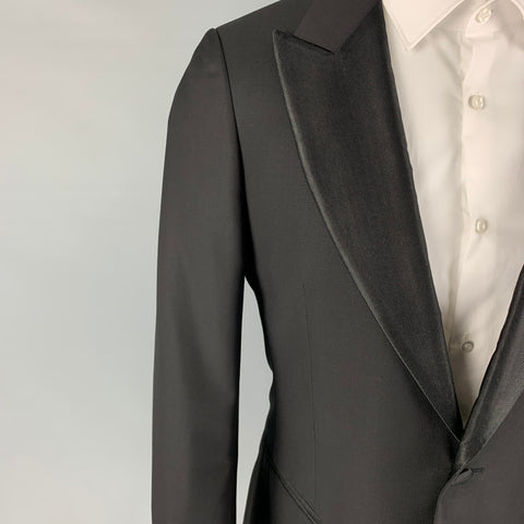 SUIT SUPPLY Size 38 Black Wool Tuxedo Sport Coat