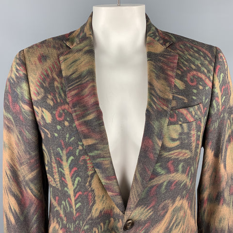 ETRO Size 42 Beige Abstract Paisley Wool Blend Notch Lapel Sport Coat
