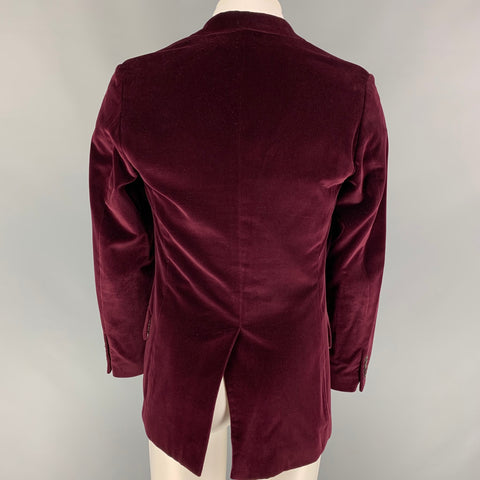 PAUL SMITH The Westbourne Size 36 Burgundy Velvet Cotton Modal Notch Lapel Sport Coat