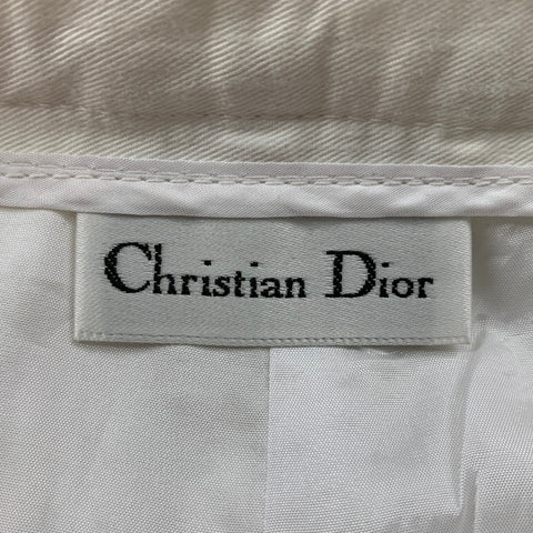 CHRISTIAN DIOR Size 31 White Pleated High Waisted Wide Leg Dress Pants