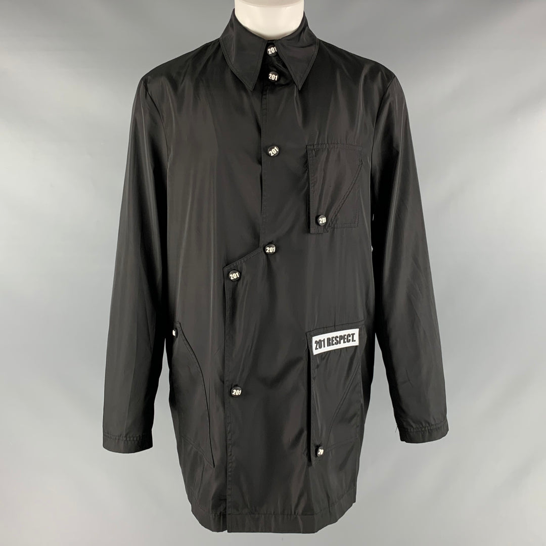 201 RESPECT Size S Black Polyester Windbreaker Coat