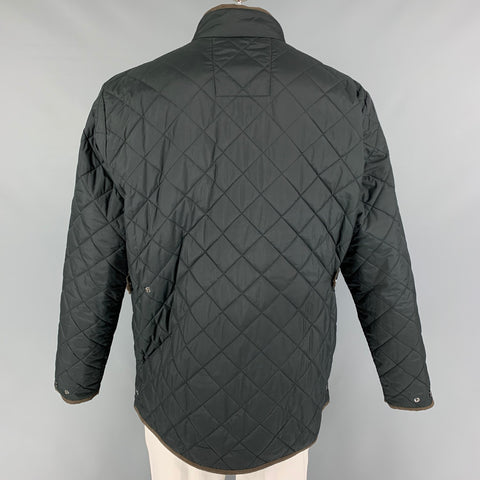 PETER MILLAR Size L Black Quilted Polyester Full Zip Jacket