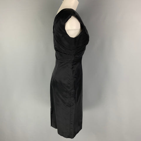 MONIQUE LHUILLIER Taille 4 Robe de cocktail à paillettes en rayonne de soie or noir