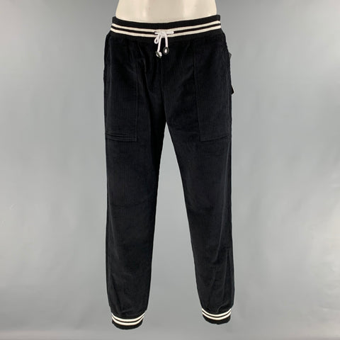 BAND OF OUTSIDERS Size XL Black White Corduroy Cotton Casual Pants
