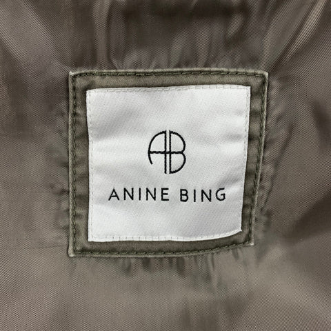 ANINE BING Size L Olive Cotton Belted Jacket