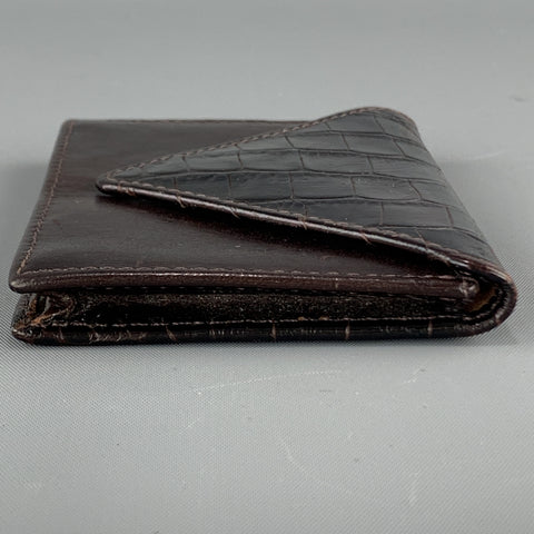 SAGEBROWN Alligator Embossed Panel Leather Card Holder Wallet