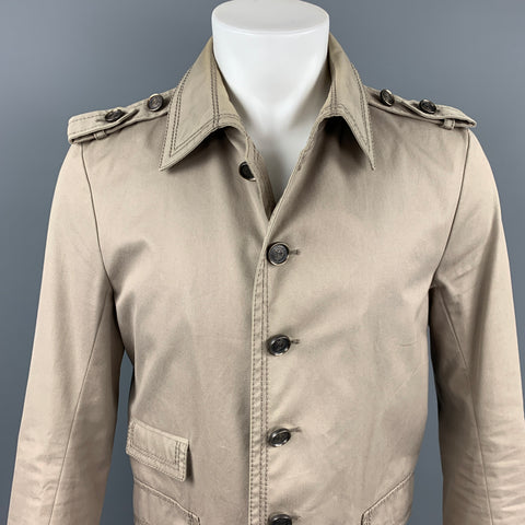 GUCCI Size 40 Khaki Cotton Epaulettes Buttoned Jacket