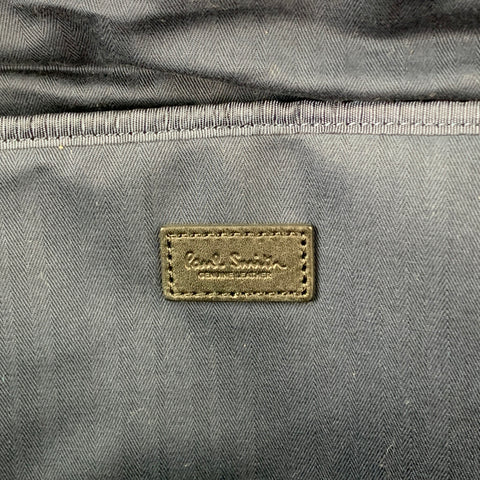 PAUL SMITH Black Leather Pebble Grain Weekender Bag
