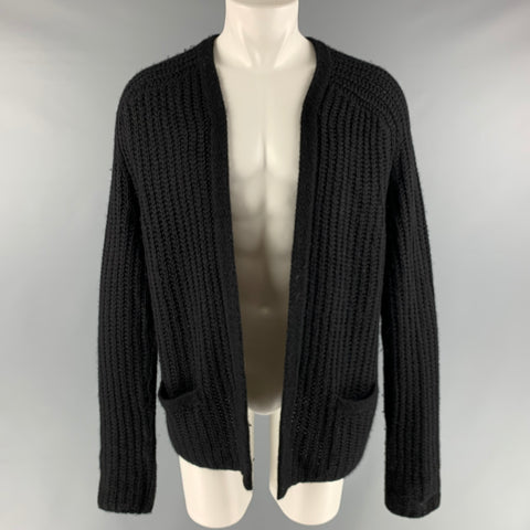 SIMON MILLER Size S Black Knitted Alpaca & Acrylic Open Front Cardigan
