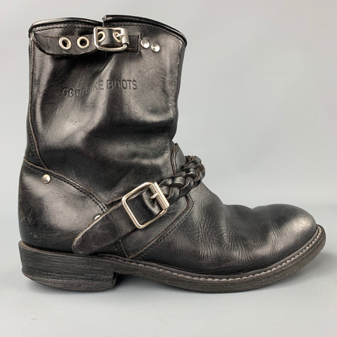 Botas de bicicleta de cuero negro talla 9 de la marca GOLDEN GOOSE Bikers Deluxe