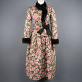 BILL BLASS Size 8 Pink & Green Rose Print Cocktail Dress & Mink Jacket Set BILL BLASS