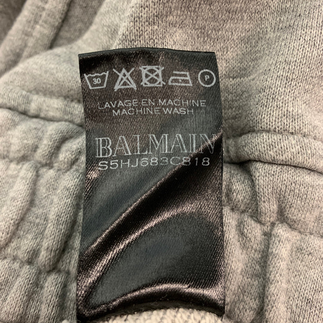 BALMAIN Size M Grey Heather Cotton Sweatpants