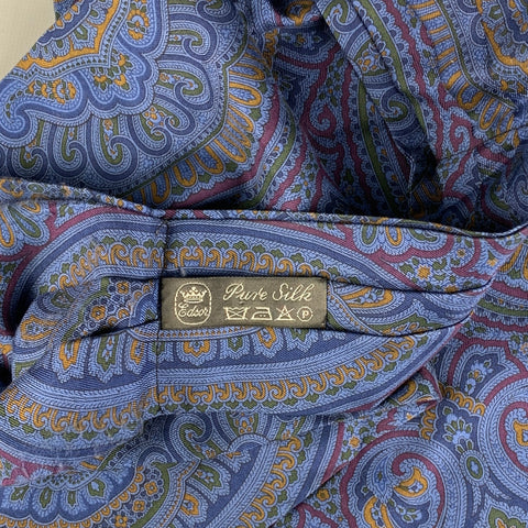 EDSOR Navy Paisley Silk Ascot