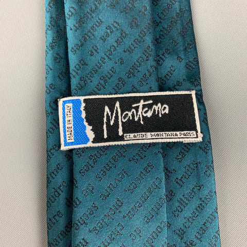 CLAUDE MONTANA Cravate Epingles de Cravates en Soie Bleu Sarcelle