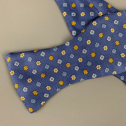 FIL A FIL Blue Yellow Floral Silk Bow Tie