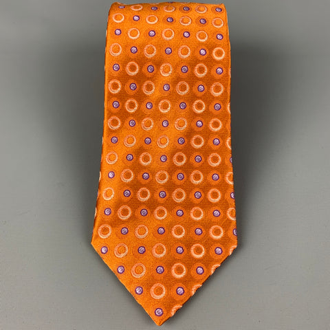 ERMENEGILDO ZEGNA Orange Purple Dots Silk Tie