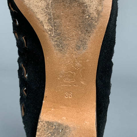 MARNI Talla 6 Zapatos planos de ante con corte negro