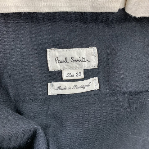 PAUL SMITH Size 32 Olive & Black Houndstooth Cotton Zip Fly Dress Pants
