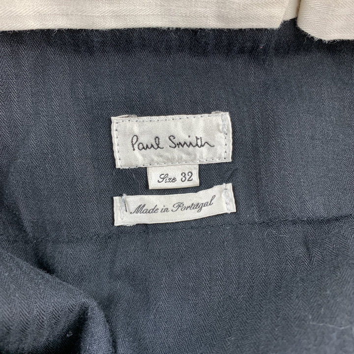PAUL SMITH Taille 32 Pantalon habillé en coton pied-de-poule olive et noir avec braguette zippée