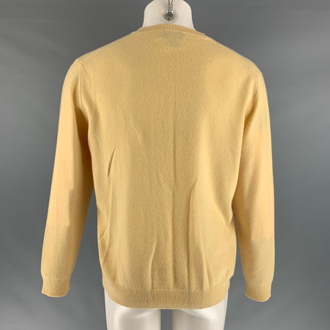LANDS END Taille M Pull col V en cachemire jaune