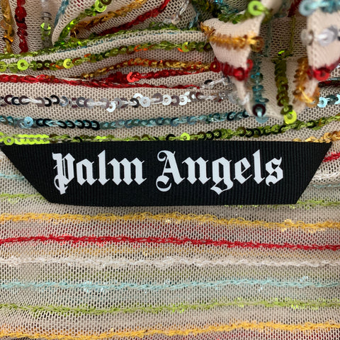 PALM ANGELS Size XL Multi-Color Sequined Camp Short Sleeve Shirt