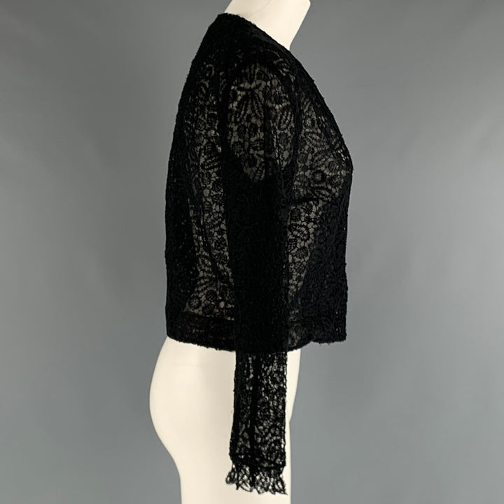 OLIVIER THEYSKENS Size 6 Black Lace Cropped Cardigan