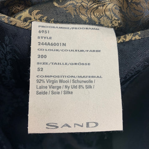 SAND Size 42 Black Woven Wool Silk Notch Lapel Sport Coat