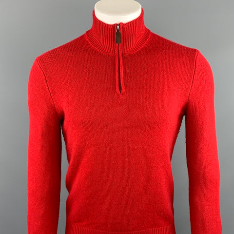 RALPH LAUREN Size XS Red Cashmere Half Zip Pullover