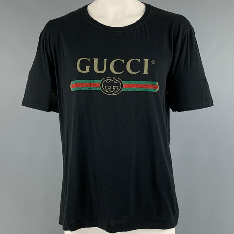 GUCCI Taille XXL T-shirt à col rond en coton avec logo noir
