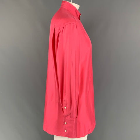 GUCCI Camisa de manga larga con cuello Nehru de seda rosa talla L