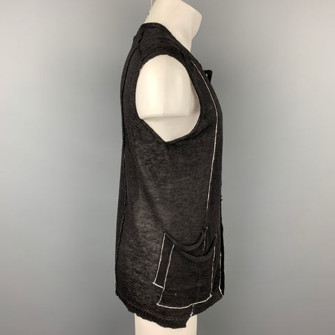 ISABEL BENENATO S/S 18 Talla S Chaleco de punto en contraste de lino negro