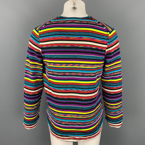 COMME des GARCONS SHIRT Size L Multi-Color Stripe Polyester Blend V-Neck Pullover