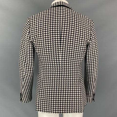 DSQUARED2 Size 40 Black & White Houndstooth Cotton / Silk Sport Coat