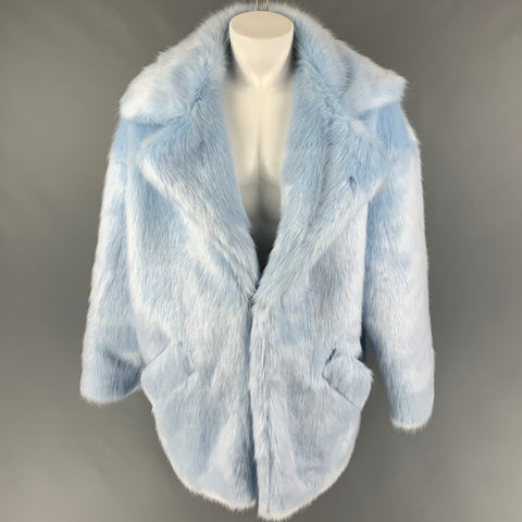 LANDLORD Size M Light Blue Textured Polyester Oversized Coat