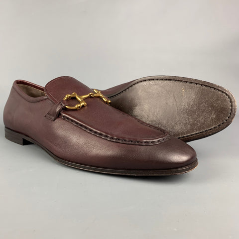 SALVATORE FERRAGAMO Taille 11 Mocassins à enfiler en cuir marron foncé avec mors de cheval