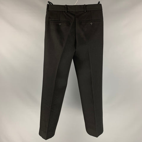 HELMUT LANG Taille 30 Pantalon habillé en laine sergé noir à devant plat