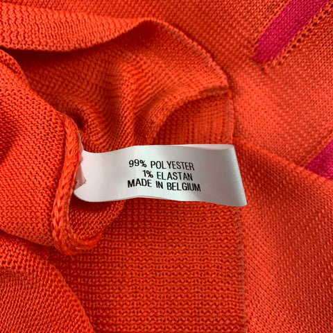 WALTER VAN BEIRENDONCK Size XL Orange & Fuchsia Dripping Polyester Turtleneck Sweater
