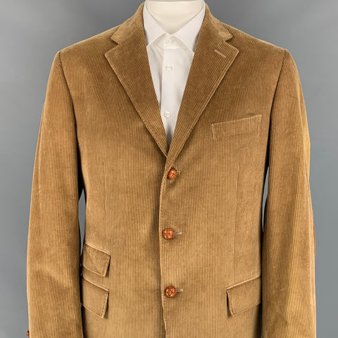 POLO by RALPH LAUREN Blue Label Size 44 Beige Corduroy Cotton Sport Coat