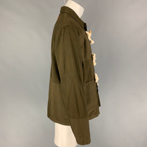 J.W.ANDERSON Size 40 Olive Cotton Toggle Closure Jacket