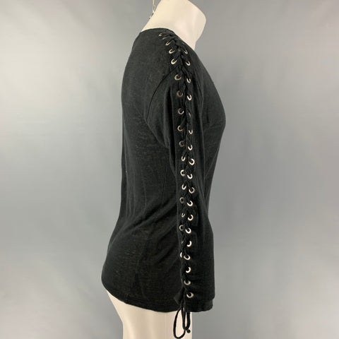 IRO Salim Size XS Black Solid Linen Long Sleeve T-shirt