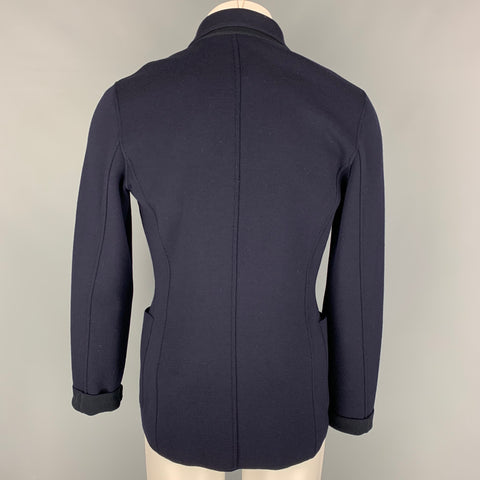 PRADA Size 38 Navy Wool Notch Lapel Sport Coat