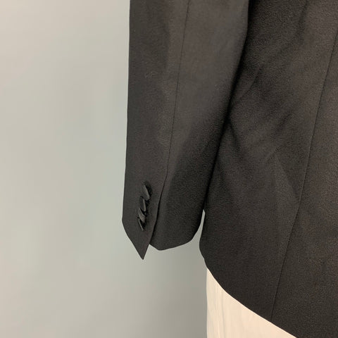 LANVIN Taille 44 Manteau de sport à revers en laine noire