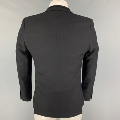 THE KOOPLES Size 36 Black Woven Peak Lapel Sport Coat