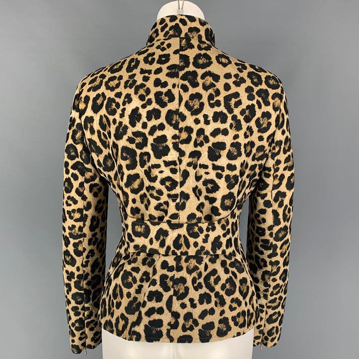 GIORGIO ARMANI Size 6 Tan Black Polyester Animal Print Jacket