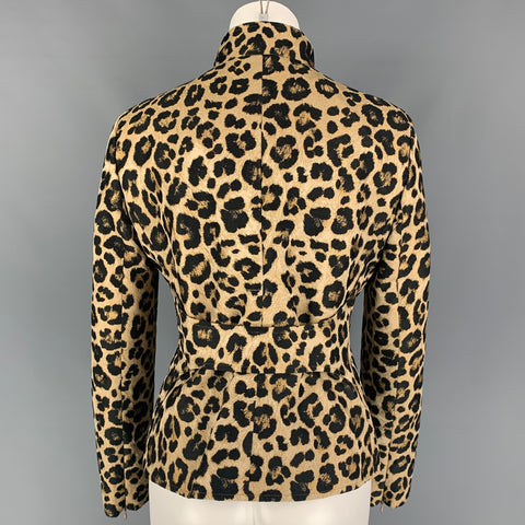 GIORGIO ARMANI Talla 6 Chaqueta con estampado animal de poliéster negro tostado